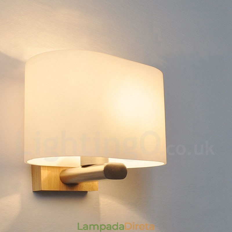 Luminária de parede moderna contemporânea de madeira e aço inoxidável com cúpula de vidro para corredor, bar, café, quarto, estudo, loft, polia, luminária de parede