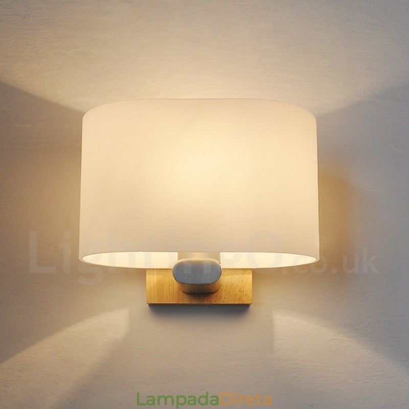 Luminária de parede moderna contemporânea de madeira e aço inoxidável com cúpula de vidro para corredor, bar, café, quarto, estudo, loft, polia, luminária de parede
