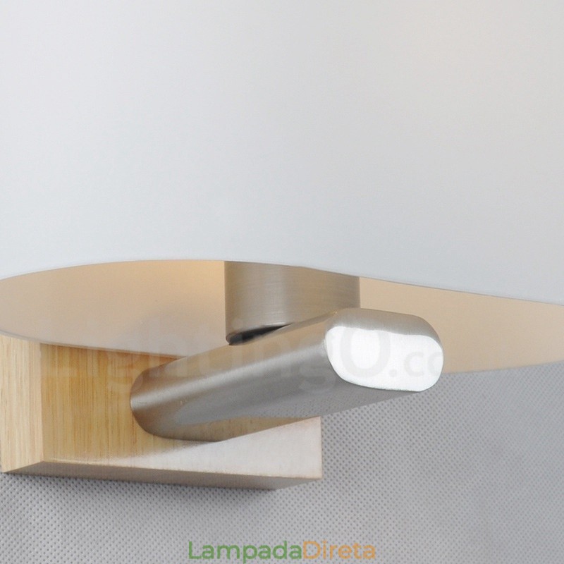 Luminária de parede moderna contemporânea de madeira e aço inoxidável com cúpula de vidro para corredor, bar, café, quarto, estudo, loft, polia, luminária de parede