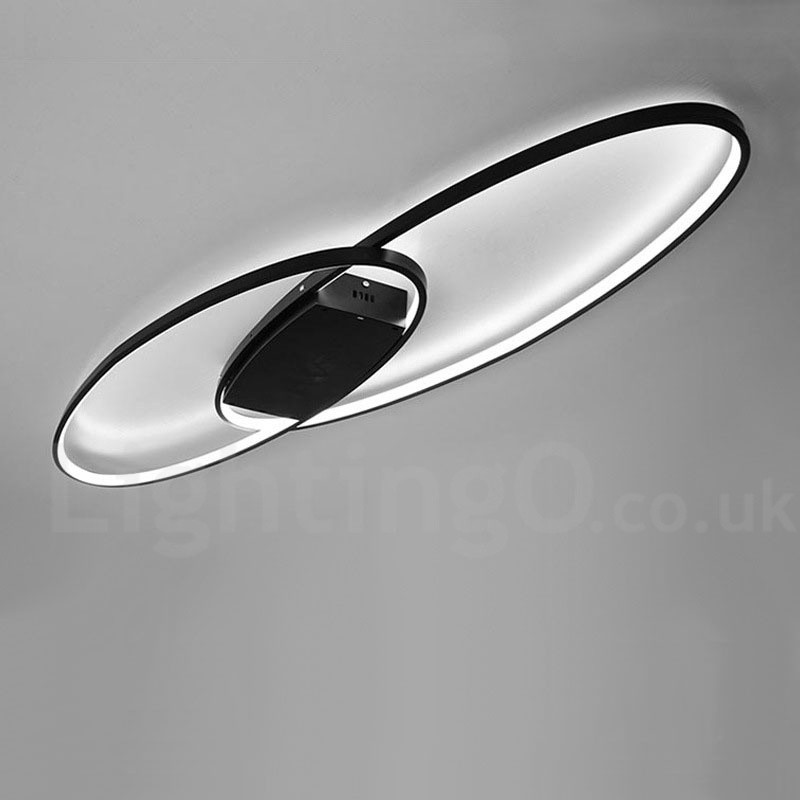 Luminária de teto oval moderna e contemporânea em alumínio com ajuste de intensidade, luminária embutida para sala de estar, quarto, também pode ser usada como luminária de parede