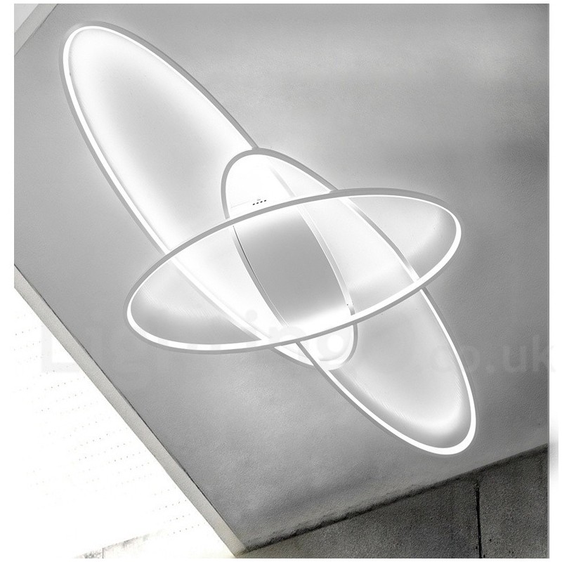 Luminária de teto oval moderna e contemporânea em alumínio com ajuste de intensidade, luminária embutida para sala de estar, quarto, também pode ser usada como luminária de parede