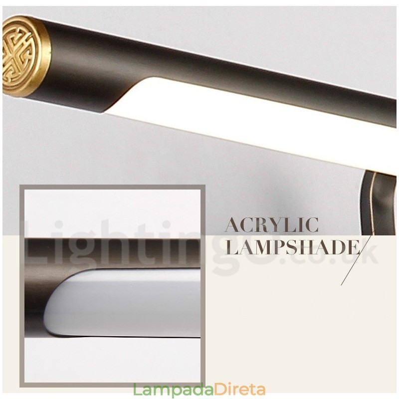 IPMirror Lâmpada Banheiro Luzes Latão Puro Luzes de Parede com Sombra de Acrílico Iluminação de Maquiagem