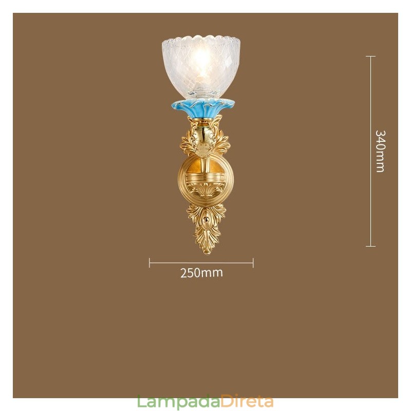 100% latão puro luxuoso rústico retrô vintage latão cerâmica 1 luz vela luz de parede com cúpulas de vidro especial para hotel escritório showroom sala de estar sala de jantar
