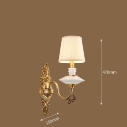 100% latão puro luxuoso rústico retrô vintage latão cerâmica 1 luz vela luz de parede com tecido sombra especial para hotel escritório showroom sala de estar sala de jantar