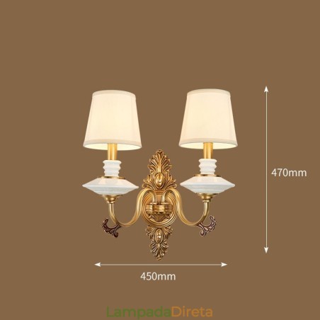 100% latão puro luxuoso rústico retrô vintage latão cerâmica 2 velas luz de parede com abajures de tecido especial para hotel escritório showroom sala de estar sala de jantar 100% latão puro luxuoso rústico retrô vintage latão cerâmica 2 velas luz de parede com abajures de tecido especial para hotel escritório showroom sala de estar sala de jantar