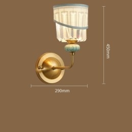 Pure Brass Luxuoso Rústico Retro Vintage Latão Cerâmica 1 Luz Vela Parede Luz com Tecido e Cristal Sombra Especial para Hotel Escritório Showroom Sala de Estar Sala de Jantar