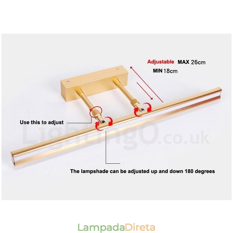 IP44 Espelho Lâmpada Banheiro Luzes Para Cima E Para Baixo Luzes De Parede Com Sombra De Acrílico Iluminação De Maquiagem