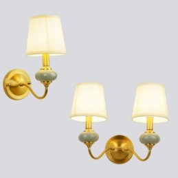 Pure Brass Luxuoso Rústico Retro Vintage Latão Cerâmica Vela Luz de Parede com Sombra de Vidro Especial para Hotel Escritório Showroom Sala de Estar Sala de Jantar