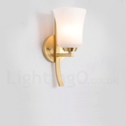 Pure Brass Luxuoso Rústico Retro Vintage Latão 1 Luz de Parede com Sombra de Vidro Especial para Hotel Escritório Showroom Sala de Estar Sala de Jantar