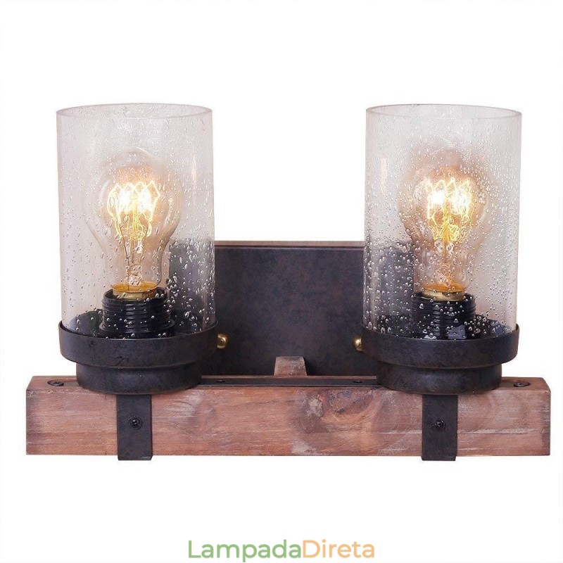 2 Luzes Vintage Estilo Industrial De Madeira Luz De Parede Para Wind Bar Loft Café Restaurante