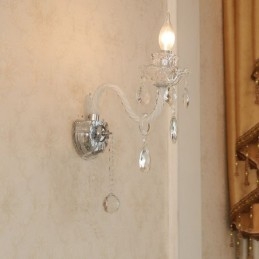1 luz de parede de vidro retrô com vela de cristal combinando