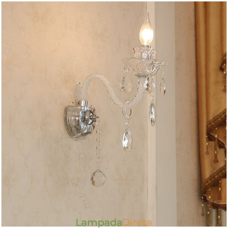 1 luz de parede de vidro retrô com vela de cristal combinando