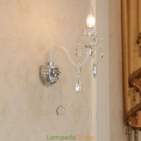 1 luz de parede de vidro retrô com vela de cristal combinando 1 luz de parede de vidro retrô com vela de cristal combinando