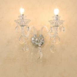 2 Luzes Combinando Vela De Cristal Retro Vidro Luz De Parede