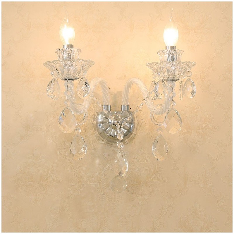 2 Luzes Combinando Vela De Cristal Retro Vidro Luz De Parede