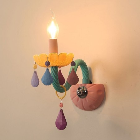 Macaron 1 Luz Multi Cristal Vela Retro Vidro Luz de Parede para Quarto de Criança Quarto de Criança Macaron 1 Luz Multi Cristal Vela Retro Vidro Luz de Parede para Quarto de Criança Quarto de Criança