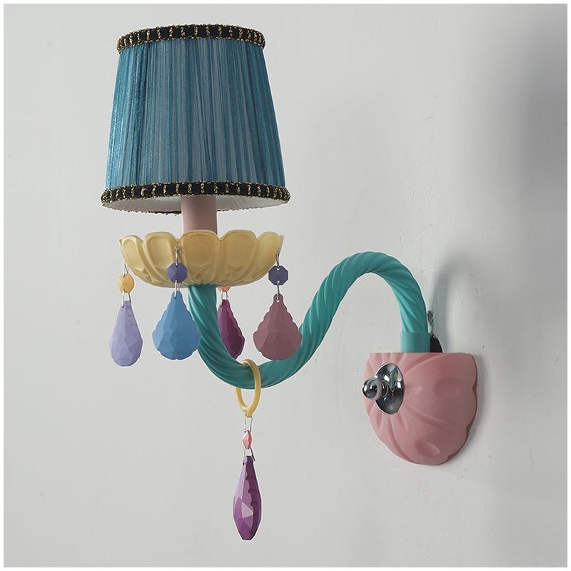 Macaron 1 Luz Multi Cristal Vela Retro Vidro Luz de Parede para Quarto de Criança Quarto de Criança