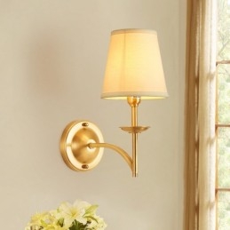 Pure Brass Luxuoso Rústico Retro Vintage 1 Luz Vela de Parede com Sombra de Tecido Especial para Hotel Quarto Showroom Sala de Estar Sala de Jantar
