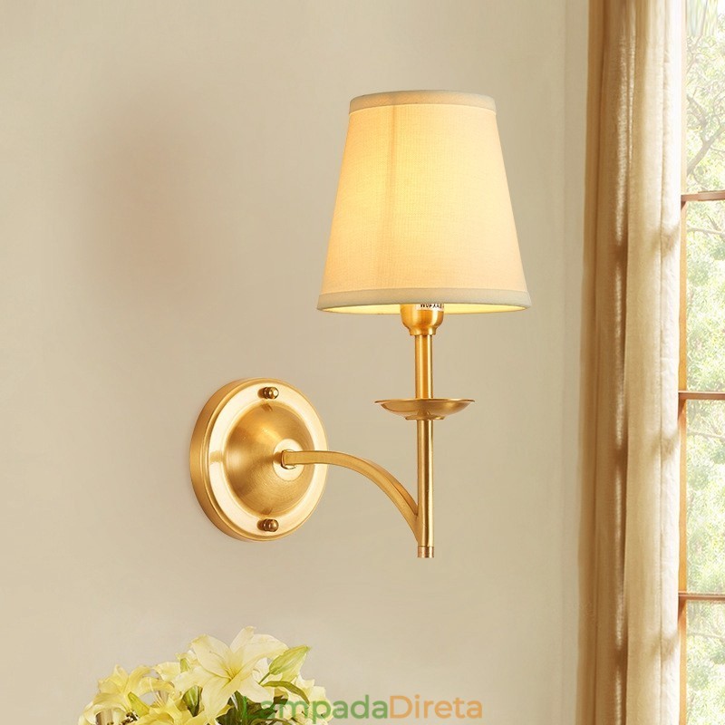Pure Brass Luxuoso Rústico Retro Vintage 1 Luz Vela de Parede com Sombra de Tecido Especial para Hotel Quarto Showroom Sala de Estar Sala de Jantar