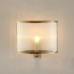 Pure Brass Luxuoso Rústico Retro Vintage 1 Luz de Parede com Sombra de Vidro