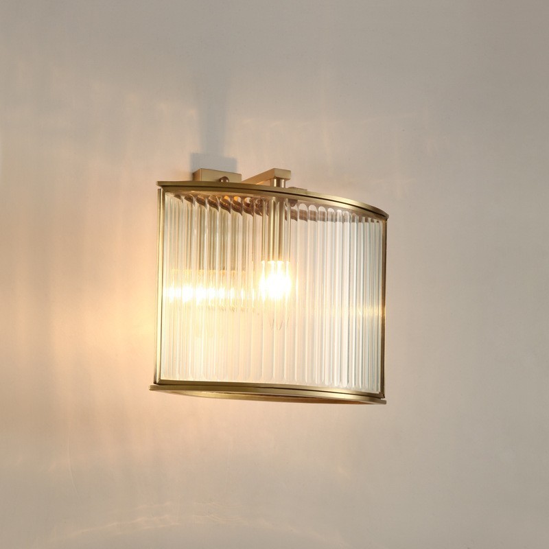 Pure Brass Luxuoso Rústico Retro Vintage 1 Luz de Parede com Sombra de Vidro