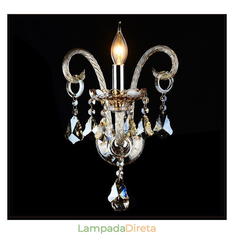 1 luz combinando cor conhaque K9 cristal vela retro vidro parede luz