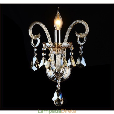 1 luz combinando cor conhaque K9 cristal vela retro vidro parede luz