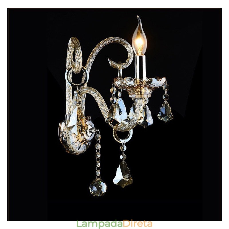 1 luz combinando cor conhaque K9 cristal vela retro vidro parede luz