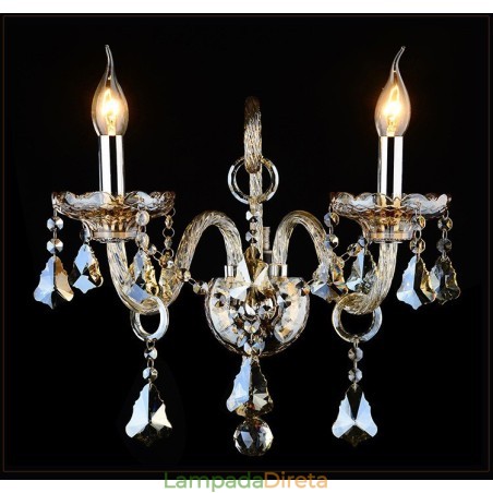 2 Luzes Cor Conhaque Cor K9 Cristal Vela Retro Vidro Luz de Parede 2 Luzes Cor Conhaque Cor K9 Cristal Vela Retro Vidro Luz de Parede
