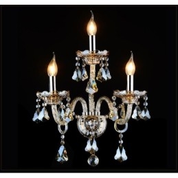 3 Luzes Cor Conhaque Cor K9 Cristal Vela Retro Vidro Luz de Parede