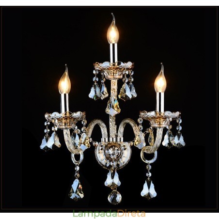 3 Luzes Cor Conhaque Cor K9 Cristal Vela Retro Vidro Luz de Parede 3 Luzes Cor Conhaque Cor K9 Cristal Vela Retro Vidro Luz de Parede