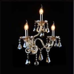 3 Luzes Cor Conhaque Cor K9 Cristal Vela Retro Vidro Luz de Parede