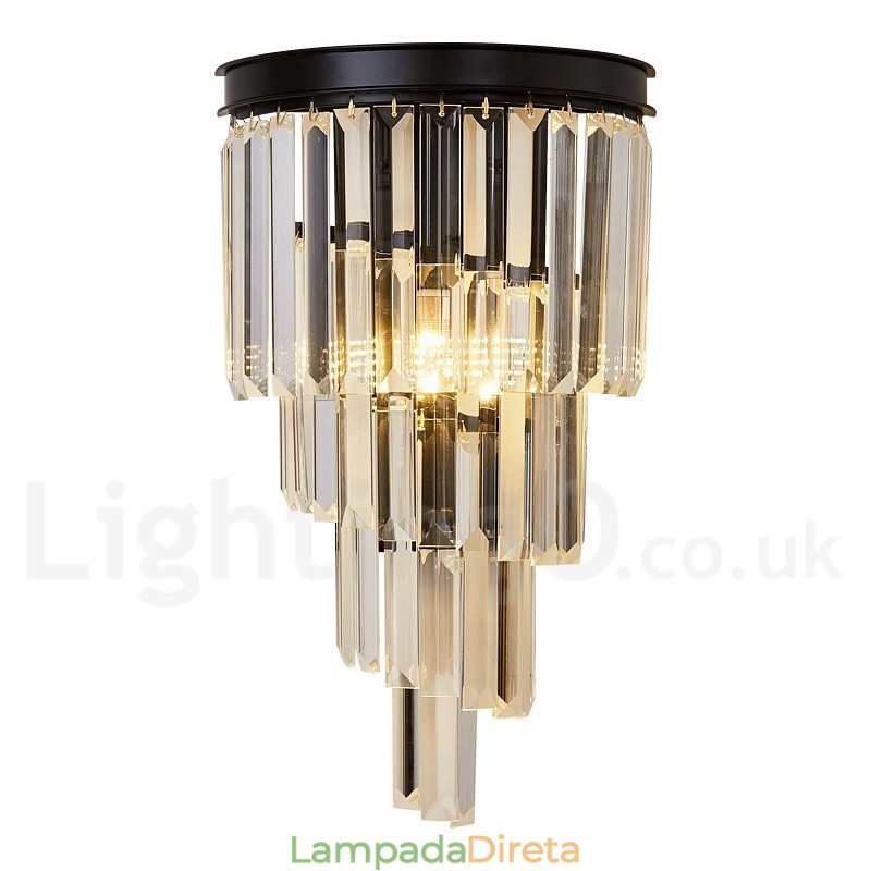 Luminária de parede de cristal K9 de luxo moderna com cúpula de cristal