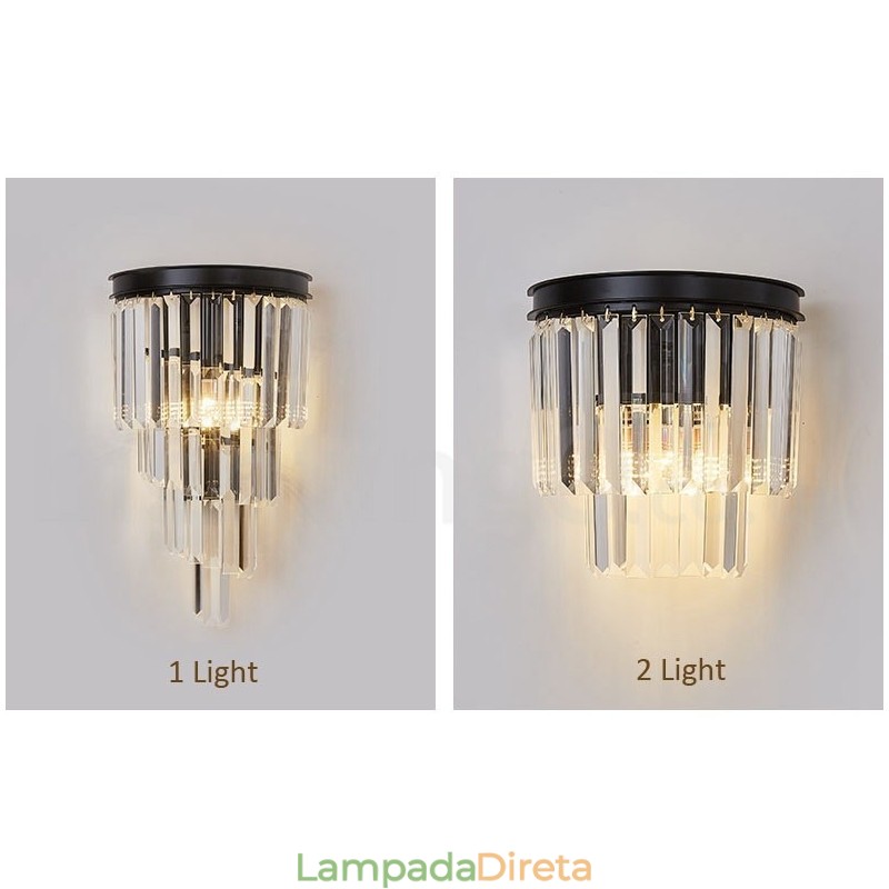 Luminária de parede de cristal K9 de luxo moderna com cúpula de cristal