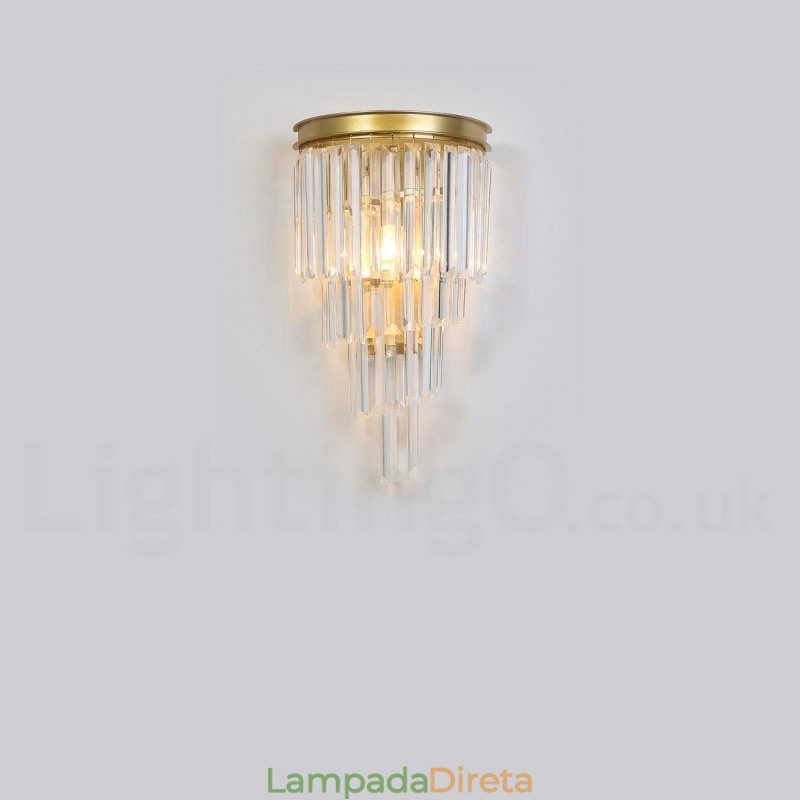 Luminária de parede de cristal K9 de luxo moderna com cúpula de cristal