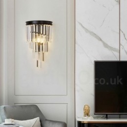 Luminária de parede de cristal K9 de luxo moderna com cúpula de cristal