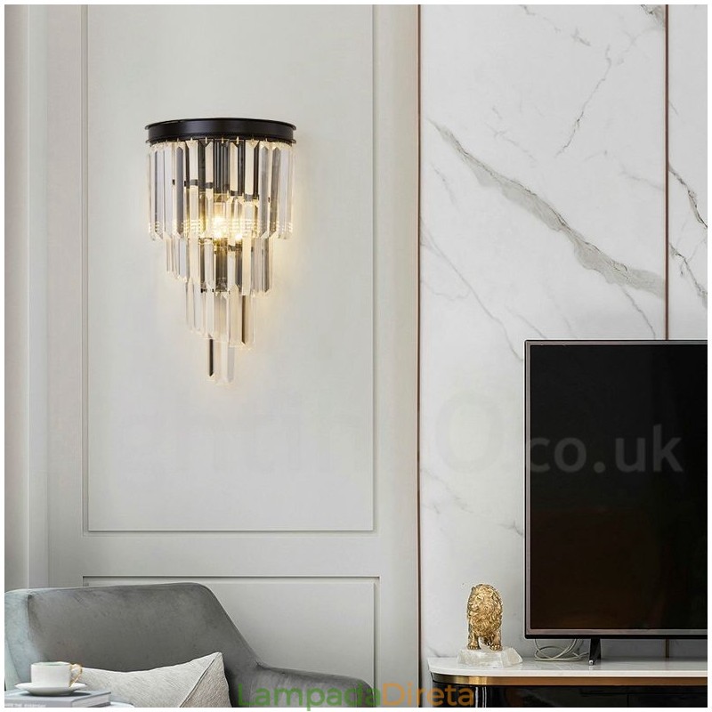 Luminária de parede de cristal K9 de luxo moderna com cúpula de cristal