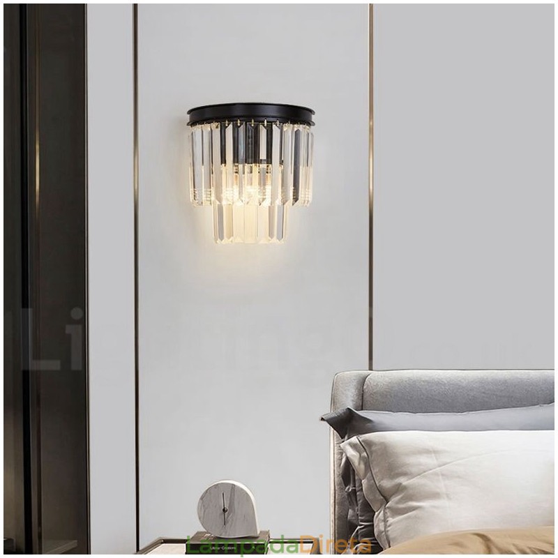Luminária de parede de cristal K9 de luxo moderna com cúpula de cristal