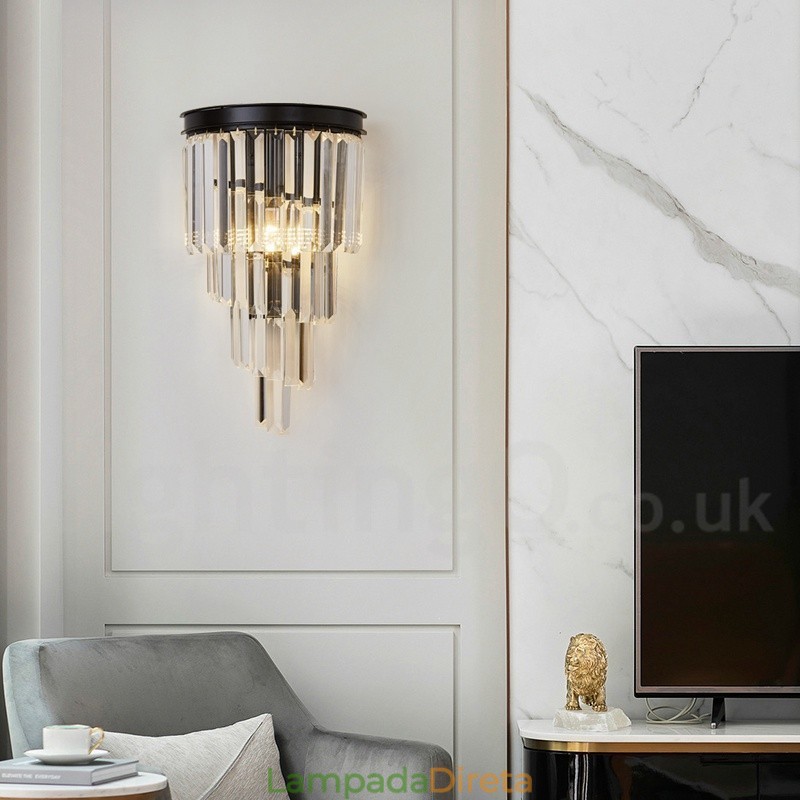Luminária de parede de cristal K9 de luxo moderna com cúpula de cristal