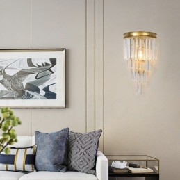 Luminária de parede de cristal K9 de luxo moderna com cúpula de cristal