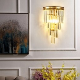 Luminária de parede de cristal K9 de luxo moderna com cúpula de cristal