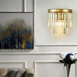 Luminária de parede de cristal K9 de luxo moderna com cúpula de cristal
