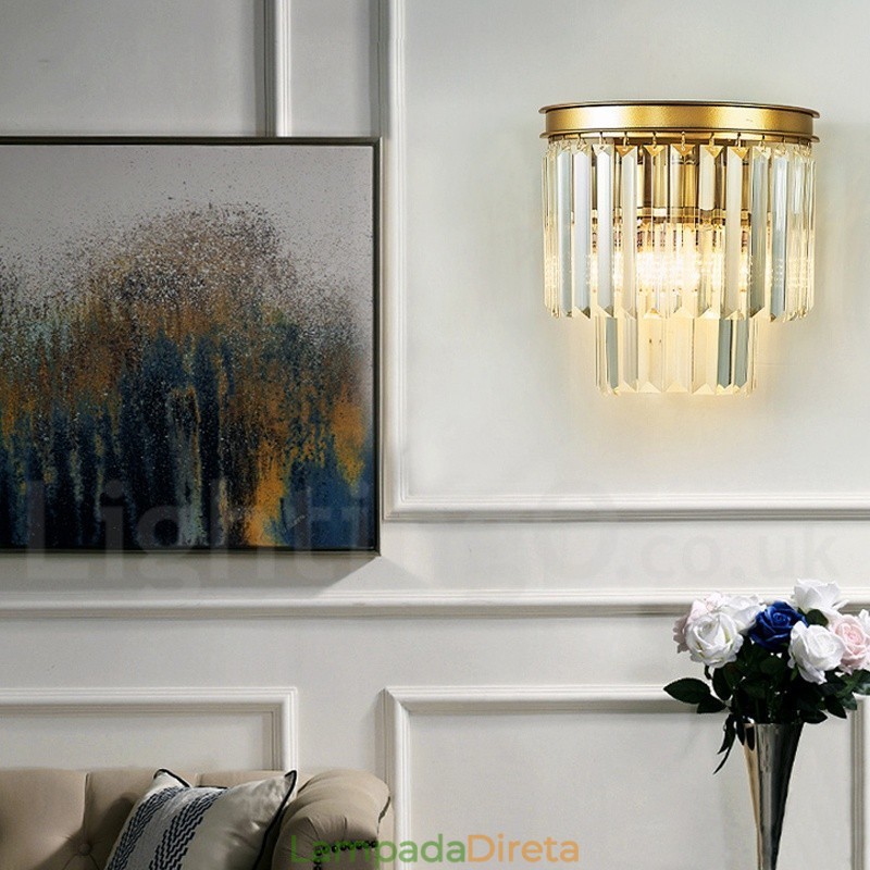 Luminária de parede de cristal K9 de luxo moderna com cúpula de cristal