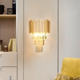 Luminária de parede de cristal K9 de luxo pós-moderna combinando com ouro e cúpula de cristal