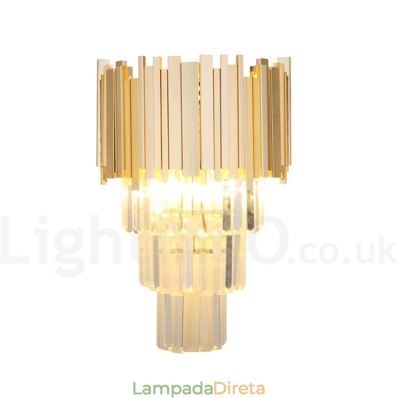 Luminária de parede de cristal K9 de luxo pós-moderna combinando com ouro e cúpula de cristal