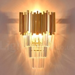 Luminária de parede de cristal K9 de luxo pós-moderna combinando com ouro e cúpula de cristal