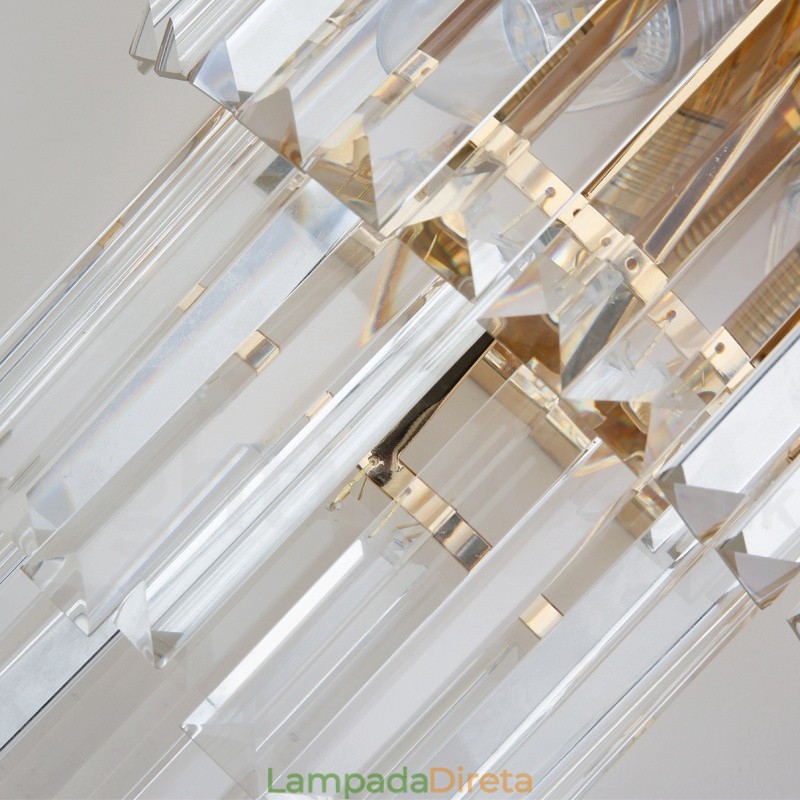 Luminária de parede de cristal K9 de luxo pós-moderna combinando com ouro e cúpula de cristal