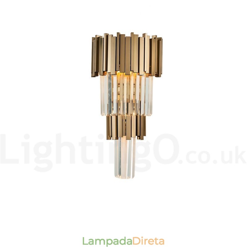 Luminária de parede de cristal K9 de luxo moderna com cúpula de cristal
