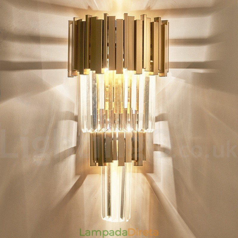 Luminária de parede de cristal K9 de luxo moderna com cúpula de cristal