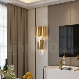 Luminária de parede de cristal K9 de luxo moderna com cúpula de cristal